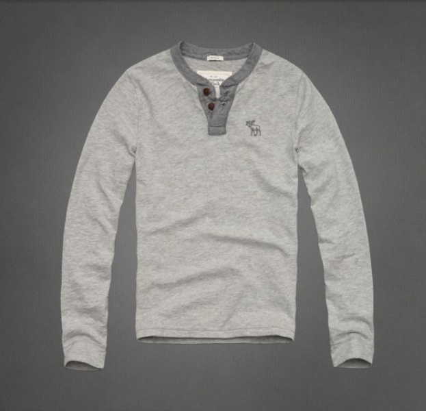 Abercrombie Fitch Hombres Ponte de pie de cuello Largo Remera AF6214